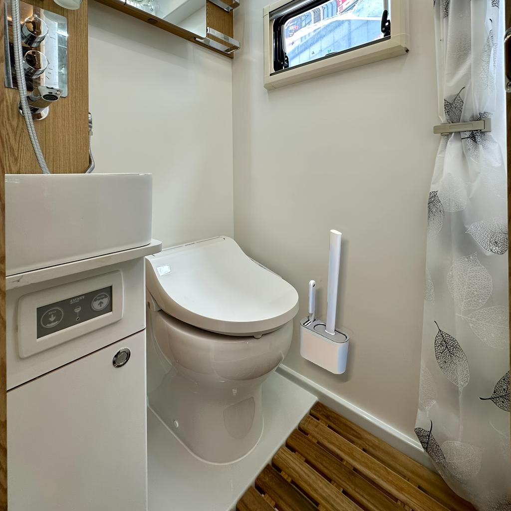 Настенный держатель для щетки для чистки унитаза, силиконовая водостойкая длинная ручка, быстросохнущая мягкая щетина, аксессуары для ванной комнаты