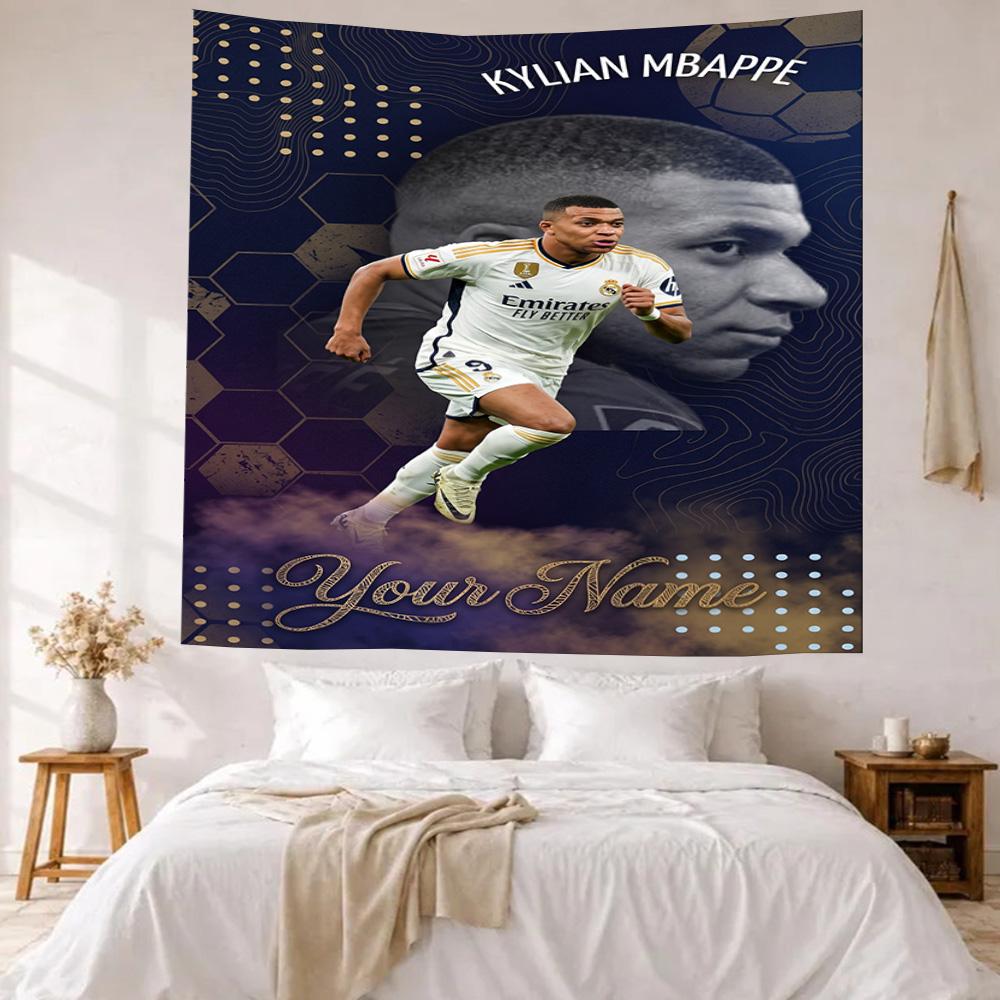 Mbappe Custom Your Name Wall Decor Tapestry Art For Pet Memorial Birthdaywedding Party Backdrop Family Gift