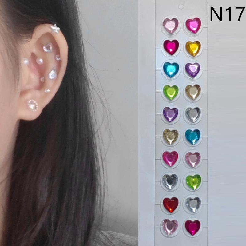 20 Patches Heart Butterfly Bow Rhinestone Ear Point Stickers Ear Pressure Stick Acupuncture Magnetic Beads Auricular Ear Sticker