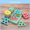 Kids Building Wooden Blocks Four Colors Macaron Shaped Match Toy Educational
