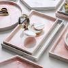 Керамические украшения Тарелка для пиццы Серо-розовый Персонализированные мраморные дизайны Фарфоровый прикроватный органайзер для хранения украшений Сервировочный поднос Держатель WF