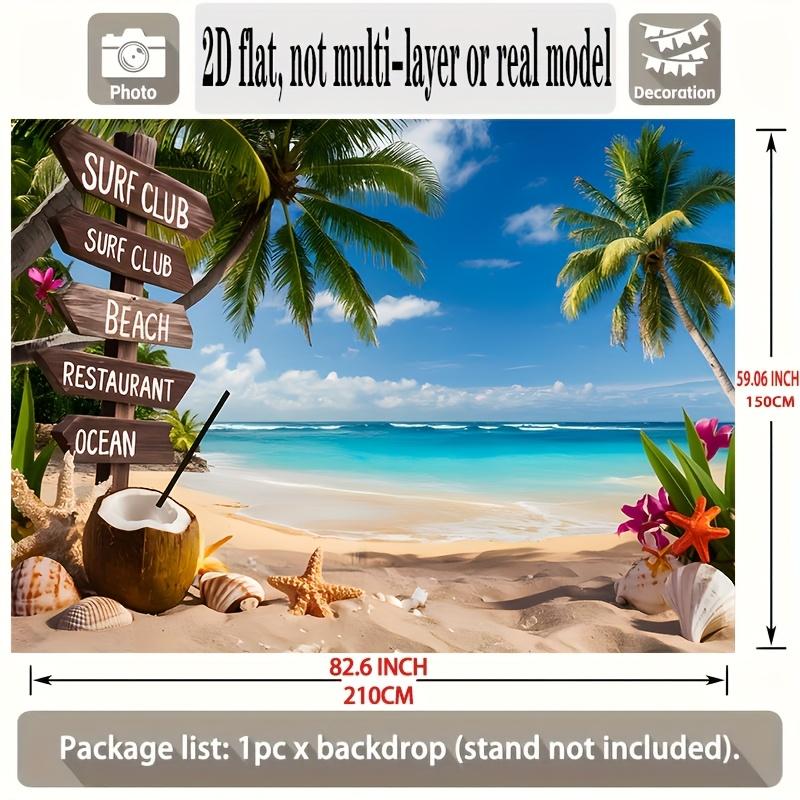 Tropical Hawaiian Beach Party Banner, Polyester Backdrop for Home Room Wall and Photo Props