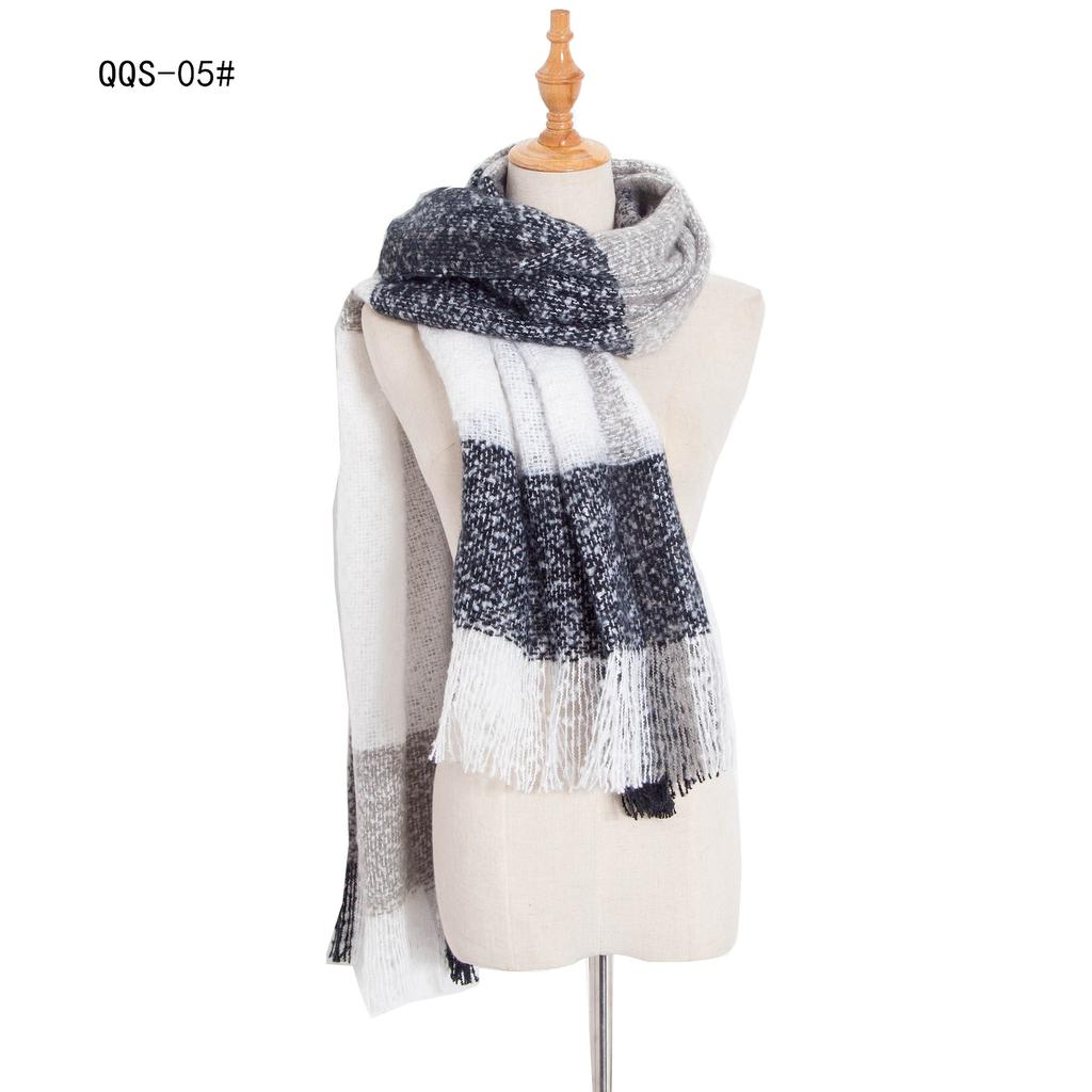 Autumn and Winter Polyester Circle Sand Plaid Scarf Women's Warm Fringed Scarf Shawl