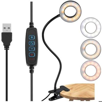 Светодиодная кольцевая лампа - Alogy - Гибкий зажим - USB пульт дистанционного управления - 10 уровней яркости - Черный