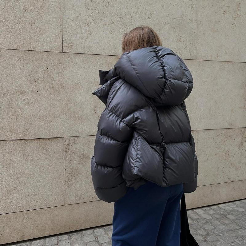 EastRogue Европейская и N Хлопковая куртка Зимняя Женская Куртка-пуховик Хлопковая куртка Модный стиль Индивидуальность Уличная Короткая Куртка с капюшоном