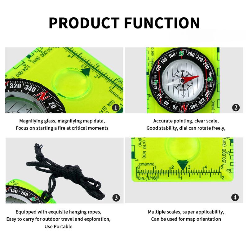 Наружный компас Акриловый Портативный Многофункциональный Навигационный Инструмент с Шкалой Карты Шнурок для Пешего Туризма