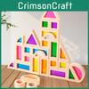 Цветные полупрозрачные акриловые строительные блоки, распознавание форм для малышей, раннее обучение