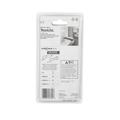 Makita E-08551 Многофункциональный инструмент StarlockMax® с изогнутым погружным лезвием 1-1/4 дюйма из высокоуглеродистой стали