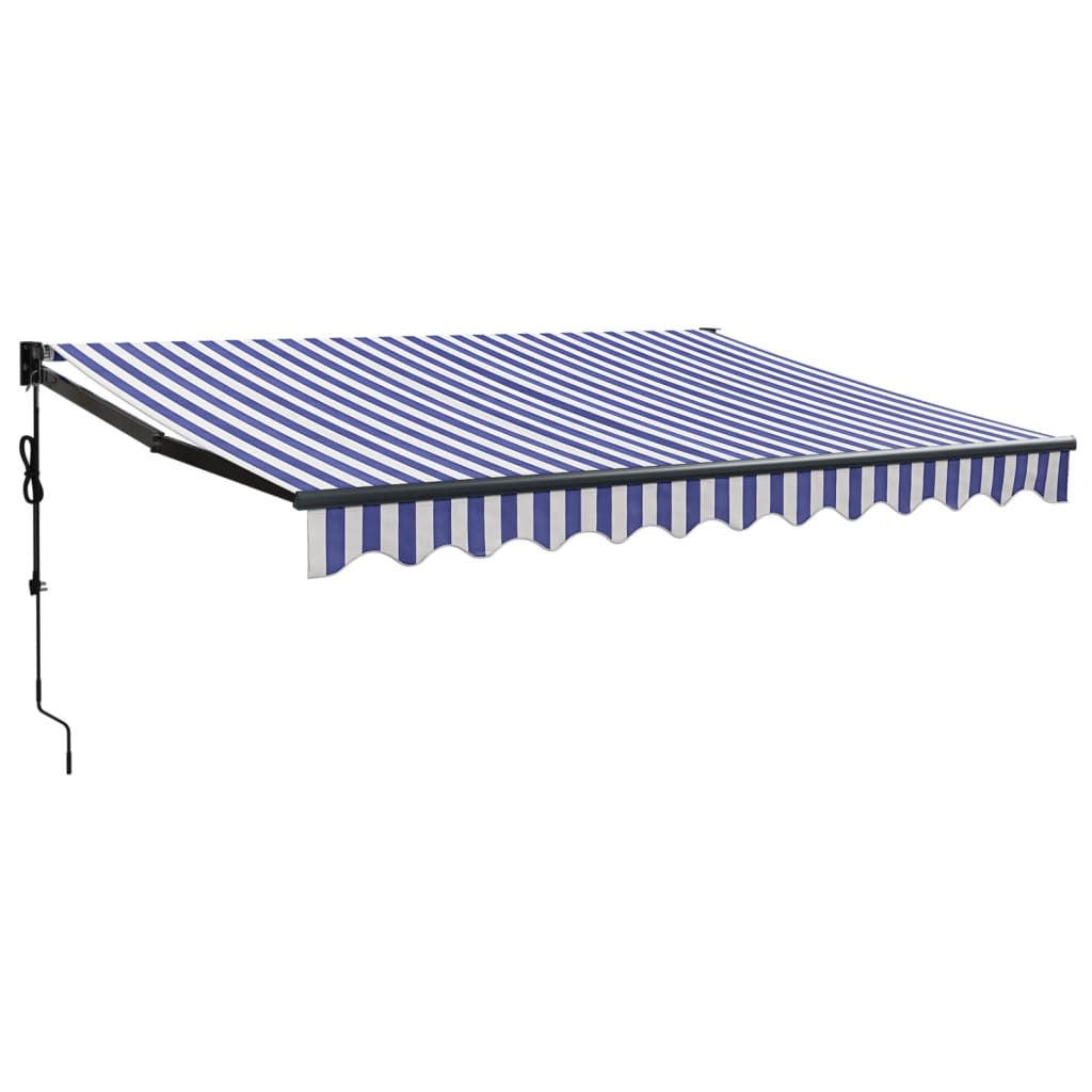Electric Awning with Crank Blue and White 3x2.5 m