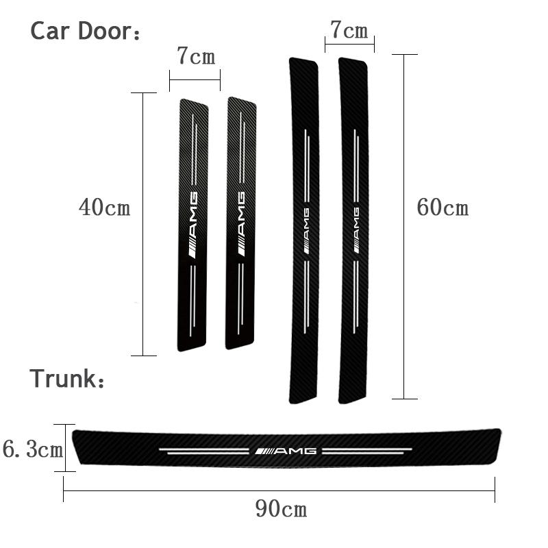 AAVO1 5Pcs Carbon Fiber Car Door Sill Protector Sticker For Mercedes Benz AMG W203 W205 W206 W211 W220 W212 W201 W210 W108 W168 W222 C