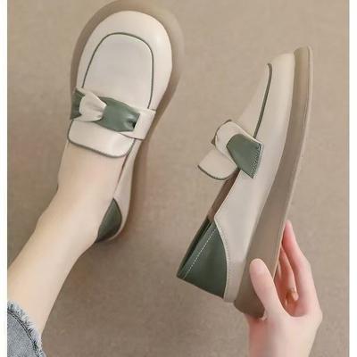 Женские туфли на плоской подошве, новая весенняя коллекция 2024 года, повседневные универсальные туфли на толстой подошве с неглубоким горлом для беременных женщин, мягкие туфли на одной педали