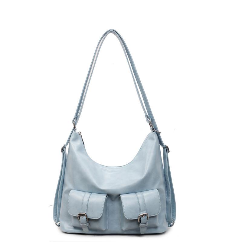 Однотонная карманная многоцветная сумка-тоут, сумка на одно плечо, сумка-подмышка, рюкзак, мода