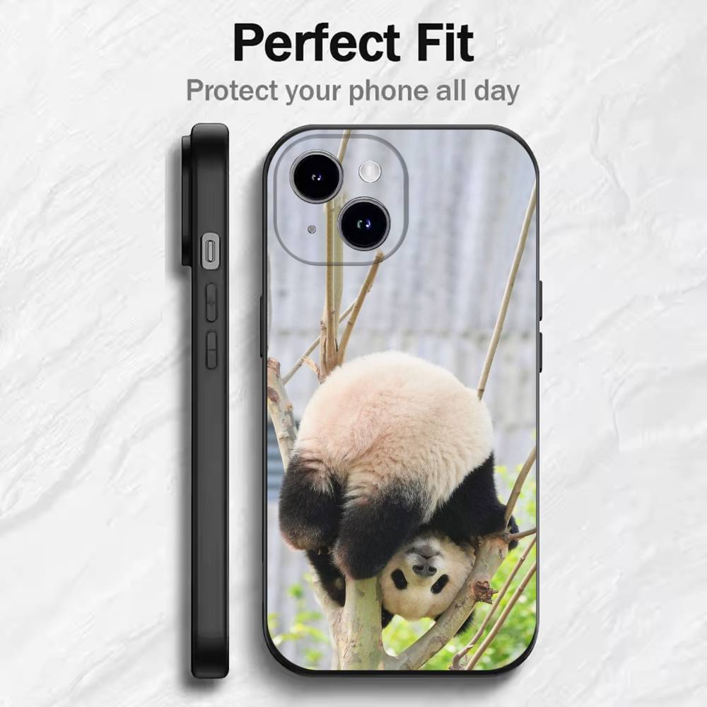 Fubao panda Phone Case For 17 16 15 14 13 12 11 Mini XS XR X 6S 6 Pro Max Plus Black Soft Cover