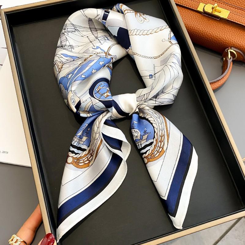 1116 mulberry silk French printing small square scarf women's collarbone decoration small scarf fashionable and generous gift scarf shawl