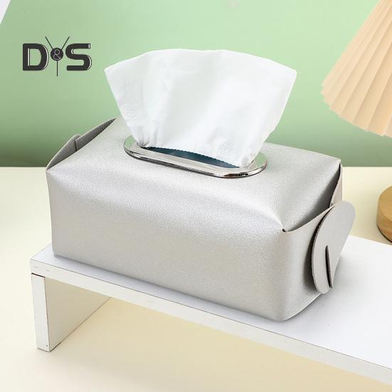 Square Tissue Box Holder Solid Color Large Capacity Foldable Design Easy Assembly Countertop Tissue Case Cover