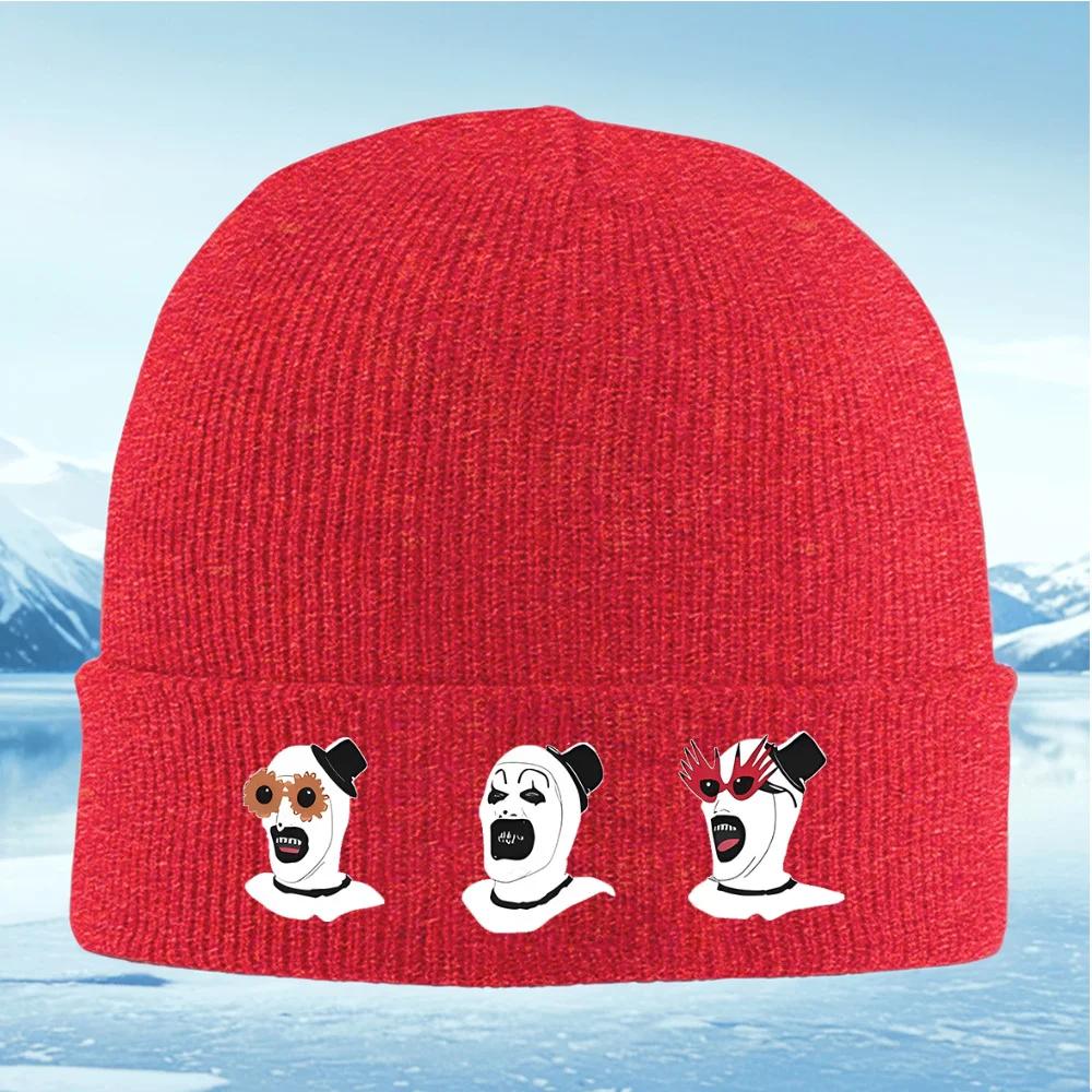 Clown heads various hats and glasses Knitted Hat Unisex Women Unisex Beanie Pullover Cap Winter Thermal Warm Christmas Outdoor Cycl