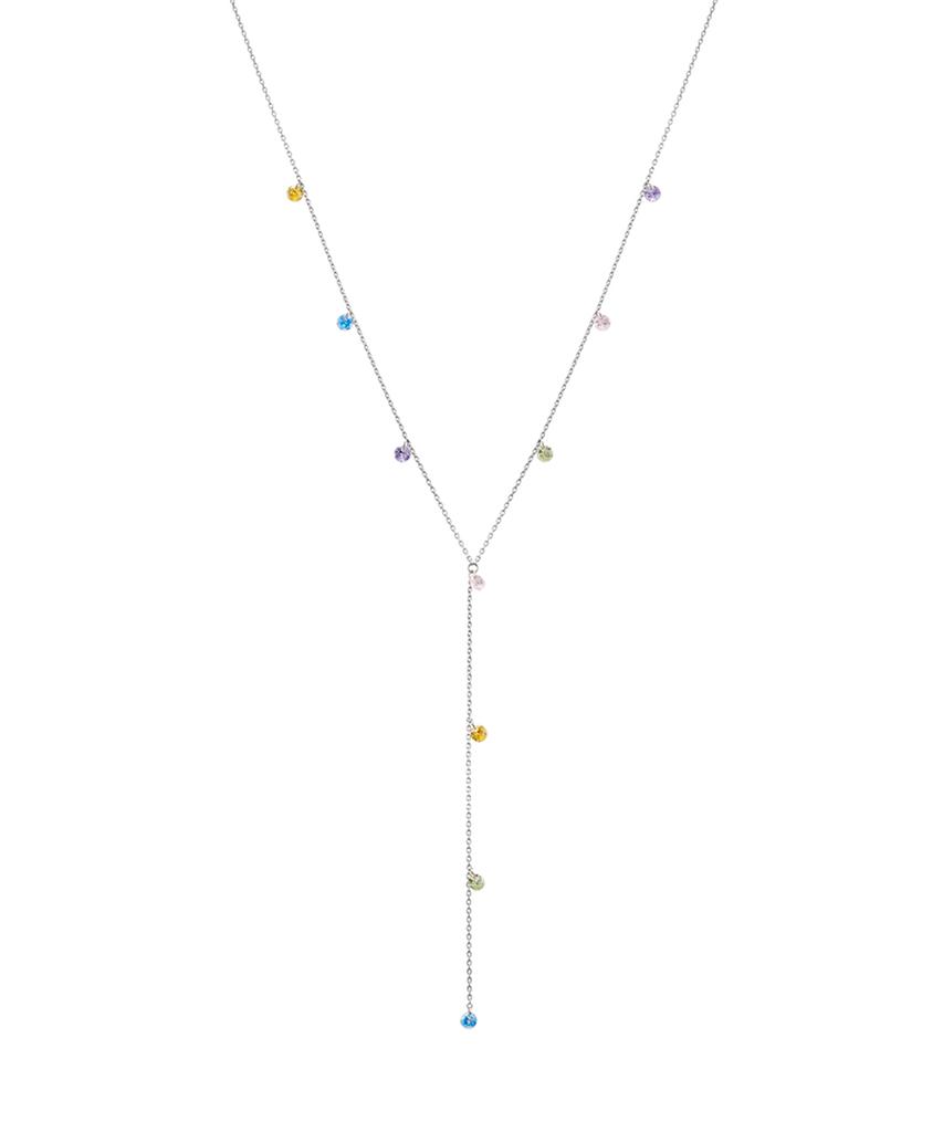 Tatiana [Silver 925] Brilliant Pastel Mix Y-Line Necklace Nz1150