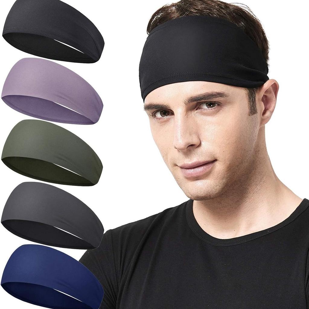 European American Summer Soft Fitness Headbands Running Sports Yoga Sweat-Absorbent Dry Thin Breathable Elastic Polyester Cotton