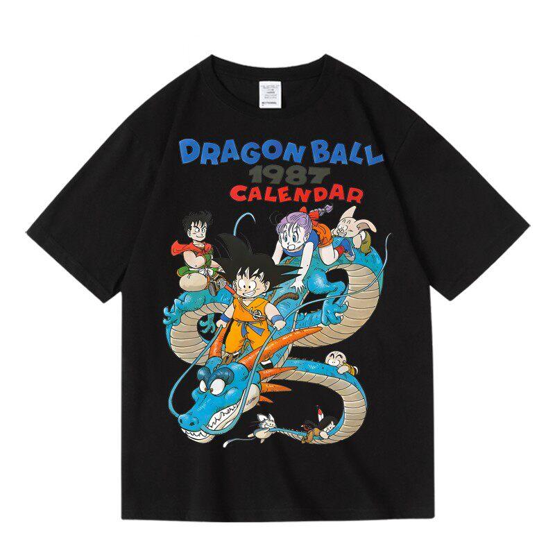 Vintage 1987 Dragon Ball TShirt Classic Calendar Scene Graphic Tee 100 Cotton Crew Neck Retro Streetwear Casual Fashion Tops