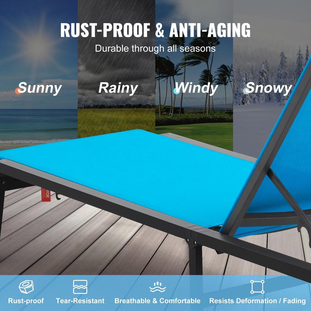 Chaise Lounge Chair Outdoor Patio Lounge Chair with Adjustable 5-Position