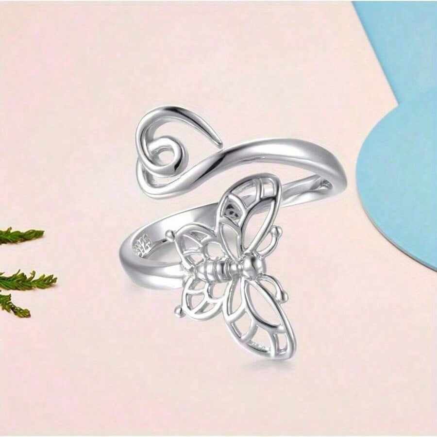 1pcs Lightweight, elegant, luxurious butterfly-shaped open ring Very suitable as an art deco jewelry for women's rings, couple's rings, Mother's Day