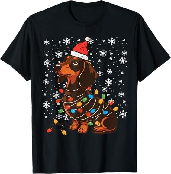 NEW LIMITED Christmas Dog Dachshund Santa Xmas Wiener Tee T-Shirt S-3XL