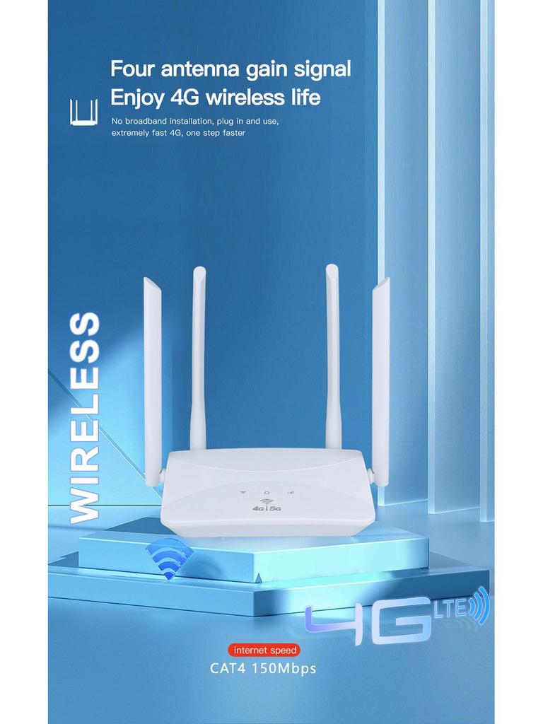 4G LTE Wireless WiFi Home & Office Router with SIM Card Slot