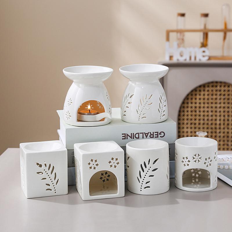Белая керамическая курильница для благовоний, свечей, эфирных масел, ароматерапевтический диффузор, полый нагревательный прибор, украшение для дома, Ближний Восток