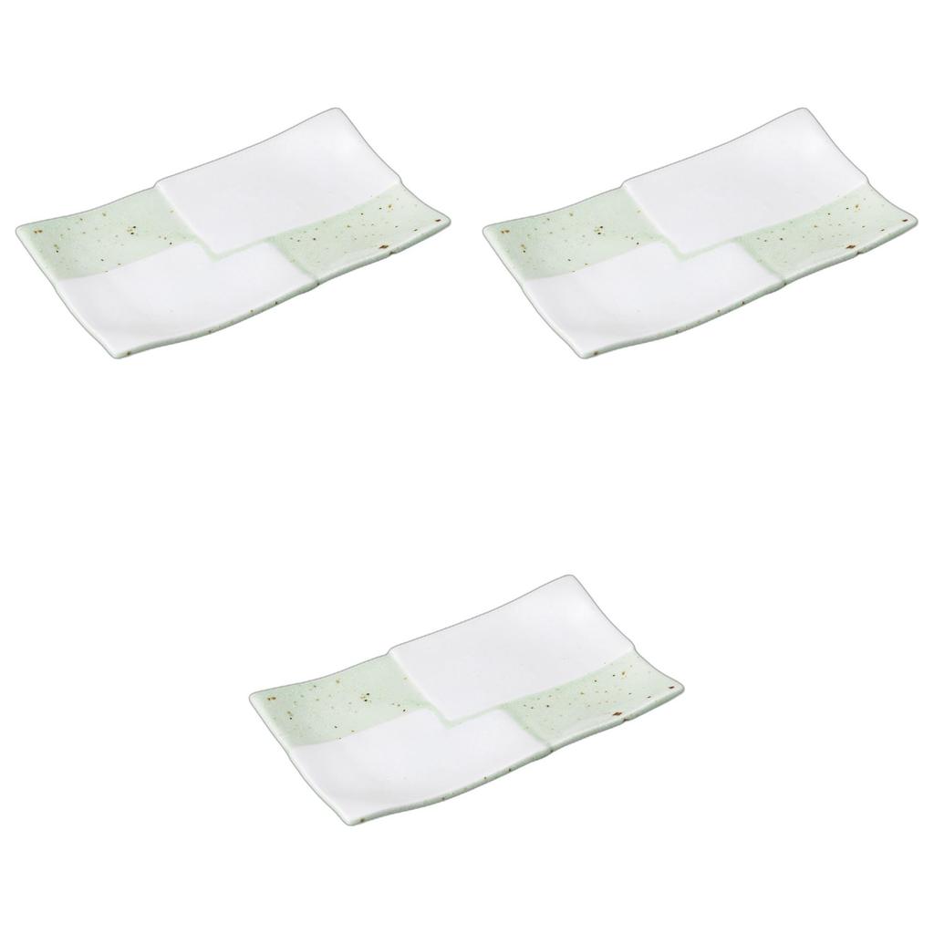 Set of 3 Modern Checkered Porcelain Plates X X Porcelain Porcelain Plates by Setomonohonpo [21.5 12.5 2.7 Cm]