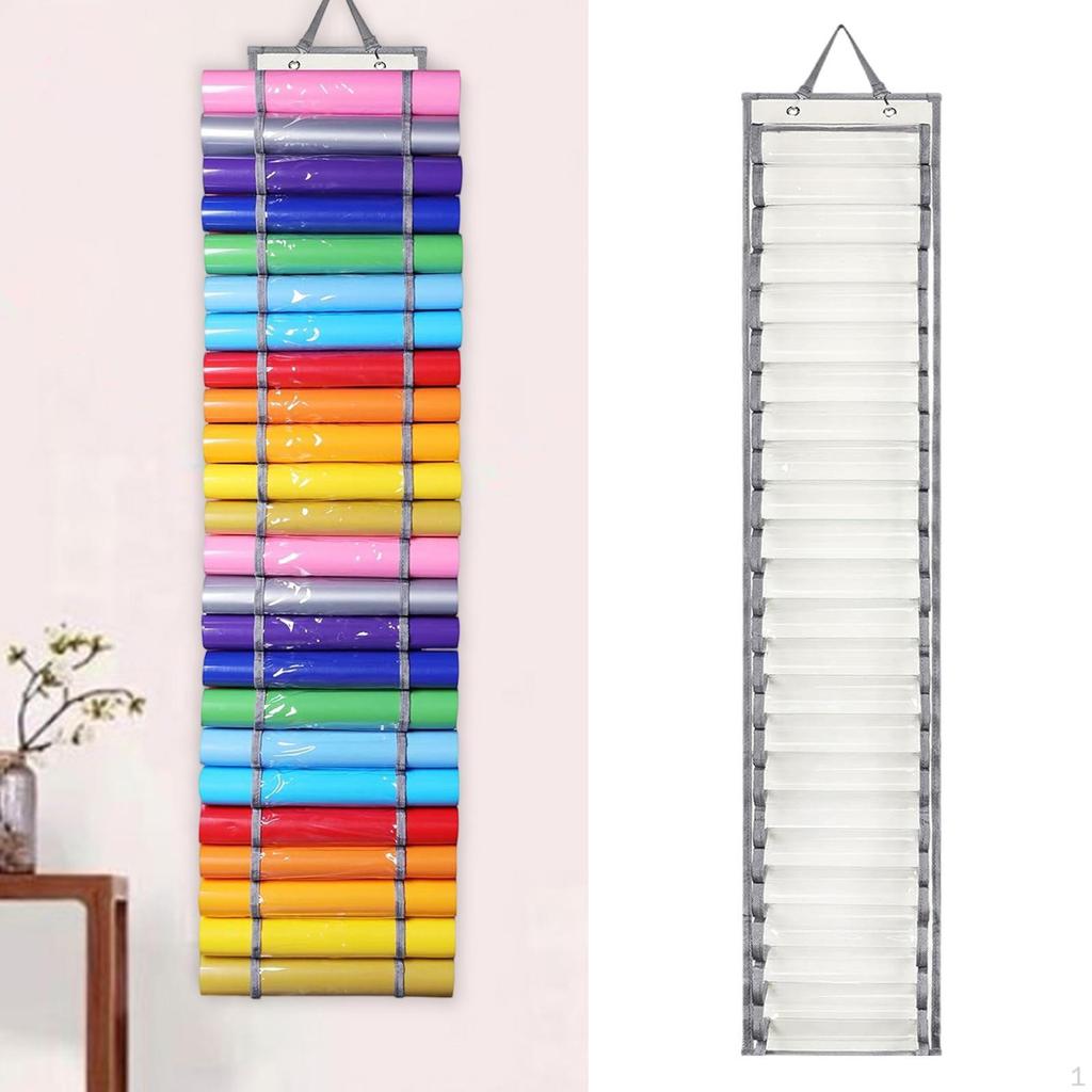 Держатель рулонов винила Стойка для хранения рукоделия 24 отделения Прочный настенный подвесной