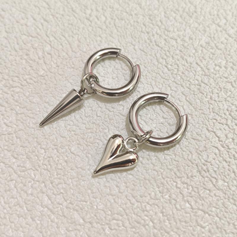 Модные асимметричные серьги-подвески в виде сердца и звезды для женщин, простые геометрические круглые серьги-кольца, ювелирные аксессуары, подарок