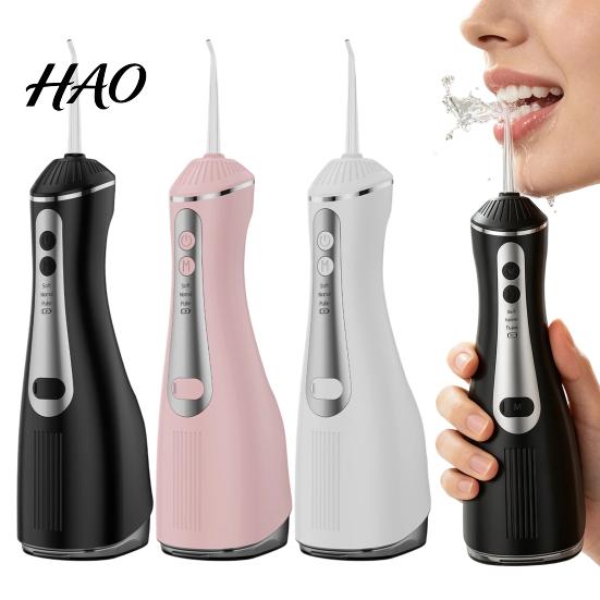 Tongue Coating Scraper Cordless Electric Water Flosser, 3 Pressure Modes And 4 Nozzles Design, 330ml Capacity Orthodontic Oral Irrigator Tank,