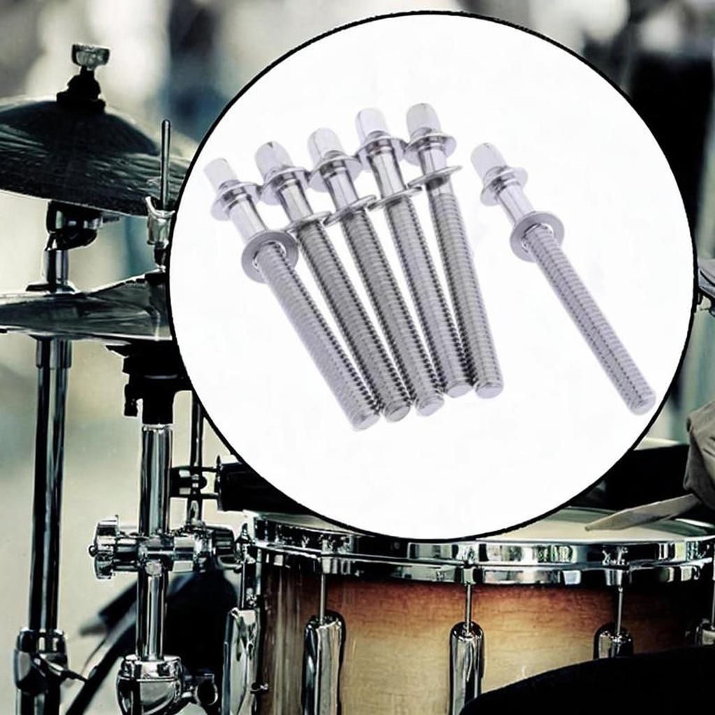 6 Pieces Drum Tension Rods Lug Bolts Screws for Percussion