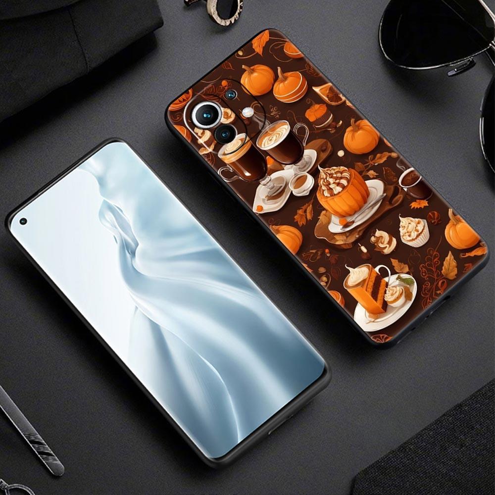Pumpkin Autumn Leaves Coffee Phone Case Cover for Xiaomi Mi 17 15 14 13 12 11 Ultra 15T 14T 13T 12T 11T Pro Lite Soft TPU Shell