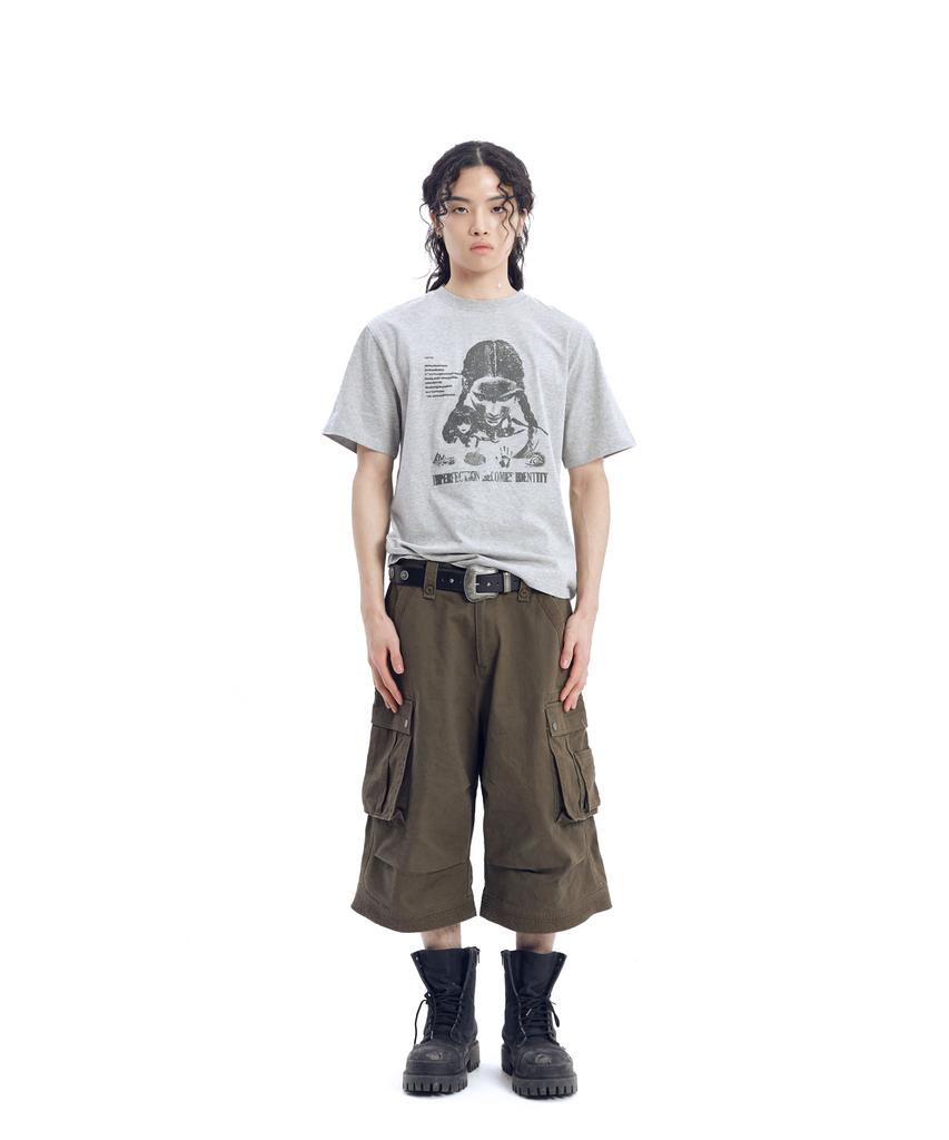 AAKAM Knee Pin-Tuck Bermuda Cargo Pants (Brown)