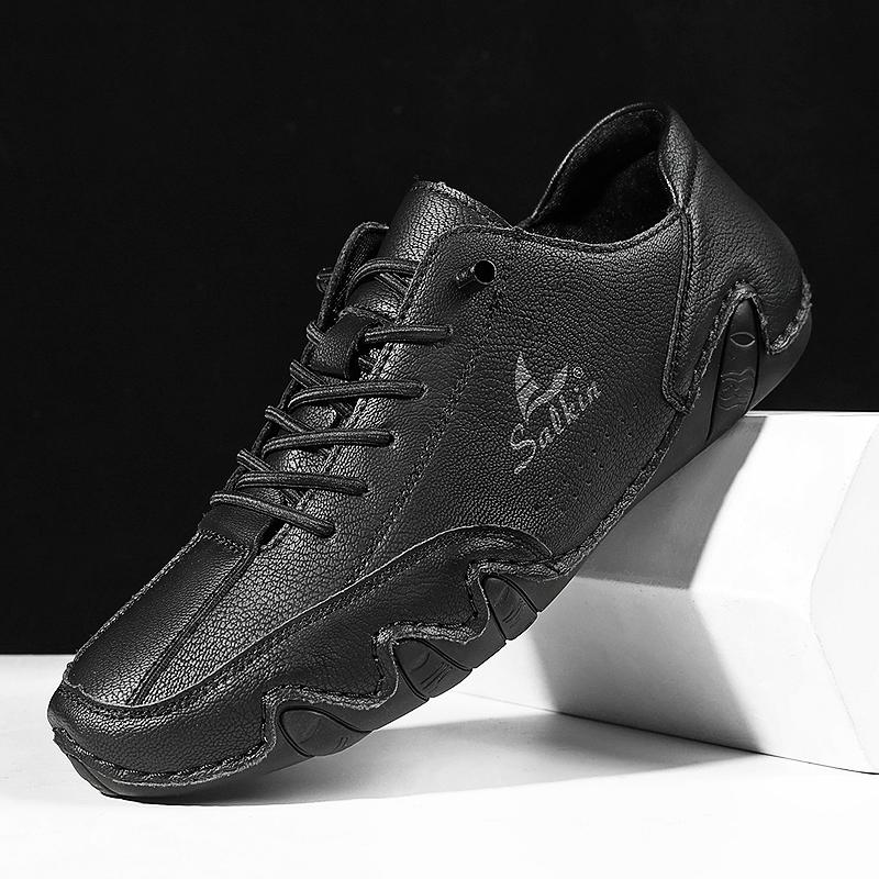 Новая мода 2025 Ручная работа Кожа Повседневная Мужская обувь Дизайн Кроссовки Слипоны Лоферы Дышащие Низкий верх Балетки Для вождения Большой размер