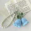 Great Gifts Imitation Pearl Crochet Flower Keychain Bag Pendant Car Accessories Car Key Holder