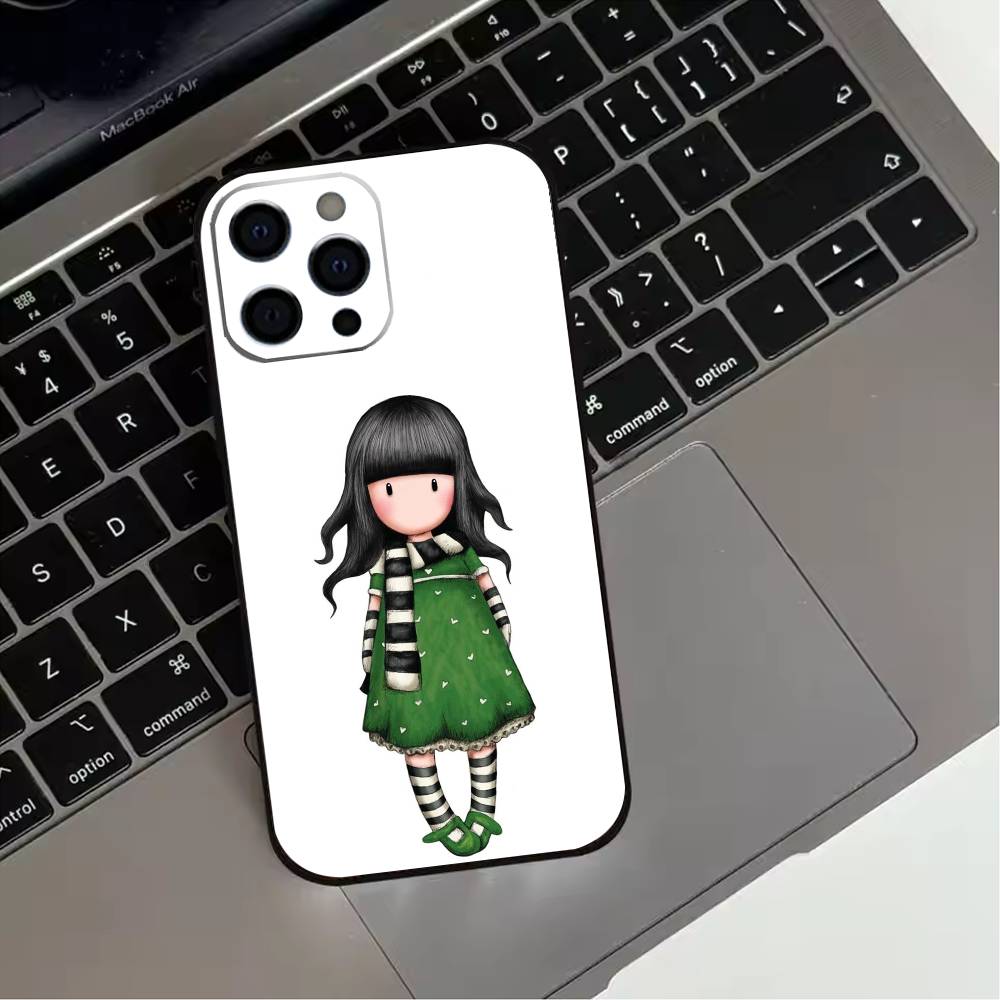 Прекрасный чехол для телефона серии Santoro G-Gorjuss для iPhone 17,16,15,14,13,12,11 Plus,Pro Max,XS, Мягкий силиконовый черный чехол