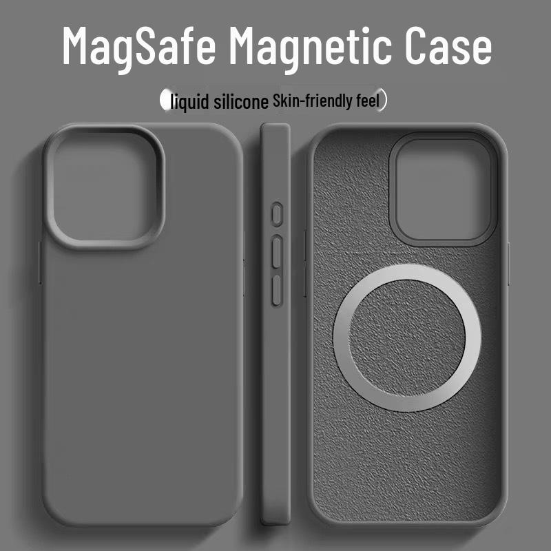 Жидкий силиконовый чехол для iPhone 17 Pro Max с большим отверстием и невидимой магнитной зарядкой - Совместим с Apple 16, Защита от падений, Новый.