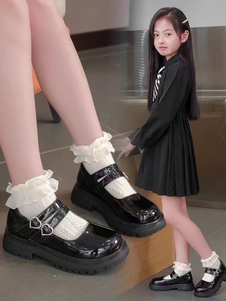 Туфли Мэри Джейн из белой кожи для девочек - Мягкая подошва, Круглый носок, Осенний стиль