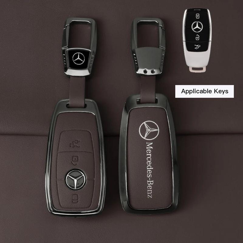 FIQ4 Hot 2025 Leather Car Key Full Case Protection Cover Shell Holder For Mercedes Benz AMG W204 W205 W203 W210 W211 W212 W124 W126 W