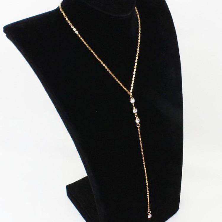 Sleek Rhinestone Back Chain Body Jewelry for Women