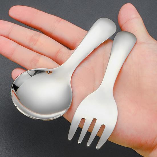 2 шт./компл. из нержавеющей стали, детская ложка, набор вилок с короткой ручкой, зеркальная полировка, мини-мороженое, десерт, чай, суп, ложка, набор вилок, кухонные столовые приборы, посуда