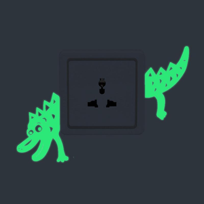 Мультяшная светящаяся наклейка на выключатель, светящаяся в темноте, наклейки на стену, домашний декор, украшение детской комнаты, наклейка, наклейка, кошка, собака, домашний декор
