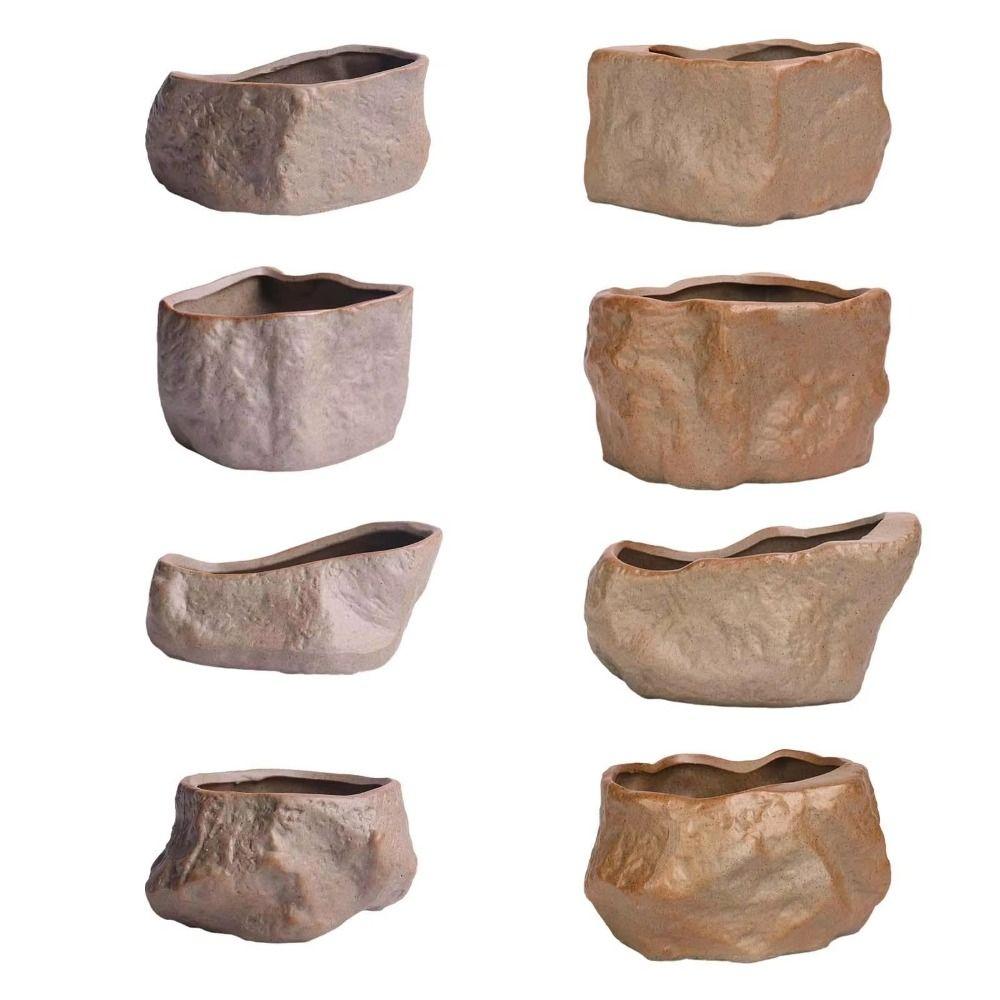 Stone Shape Succulent Plant Pots Wear Resistant Bonsai Potted Flowerpot  Home Decoration