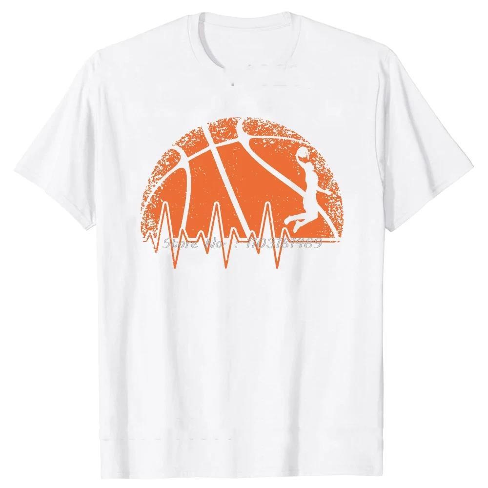 Unisex Clothing Basketball Heartbeat TShirt Unisex Birthday Gifts Short Sleeves Funny Tees Fashion Graphic Tshirts Sport Lover