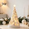Desktop Decorative Tree LED Light Up Snowy Christmas Tabletop Decoration, Mini Night Festive Room Decoration Light, Indoor Holiday for Living