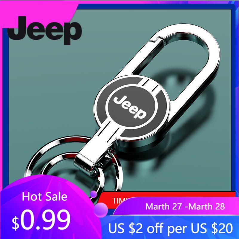 For Jeep Metal Car Emblem Keychain Logo Keyring Pendants Accessories For Jeep Grand Cherokee Wrangler JK Gladiator Compass Re