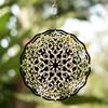 25.4cm Metal Wind Spinner with Beige & Black Symmetrical Floral Pattern – 360° Rotating Hook, Soothing Sound for Outdoor Decor – Perfect for Patio