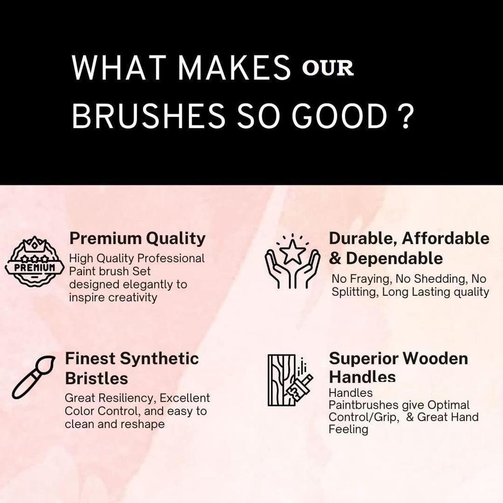 Flat Paint Brushes Set/Handmade Professional Artist Painting Brush Set for Acrylic, Watercolor, & Gouache Painting with Brush Holder - Cruelty-Free